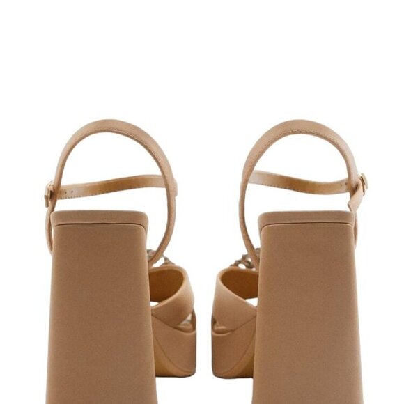 ZARA PLATFORM SANDALS WITH DECORATIVE DETAILS BEIGE SIZE 9| 2348/910/098 - Picture 2 of 5